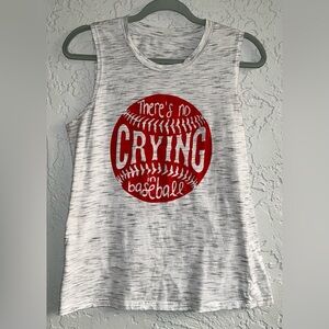 Baseball Sleeveless Graphic Top - Theres no Crying in Baseball